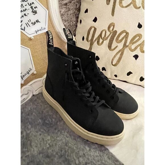 Black doc martins combat/work boots lace up men 6m women 8m street club - Picture 7 of 9